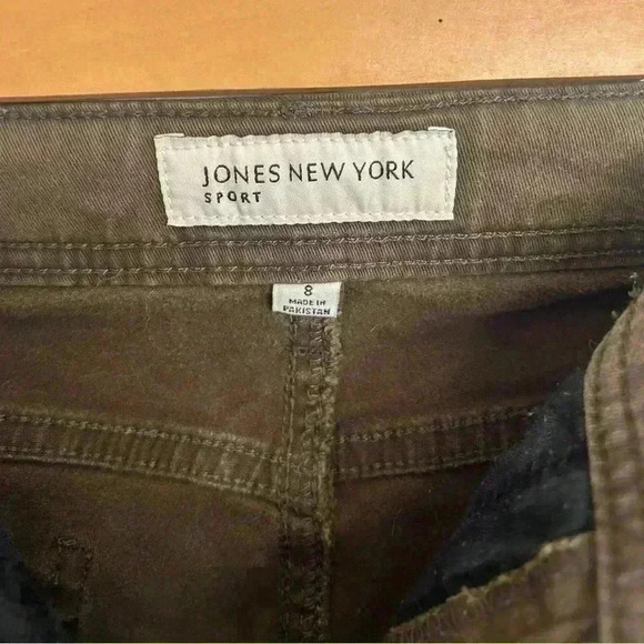 JONES NEW YORK Sport Soho Olive Green Brushed Cotton Slim Pants Ankle Zip Size 8 - Picture 6 of 7